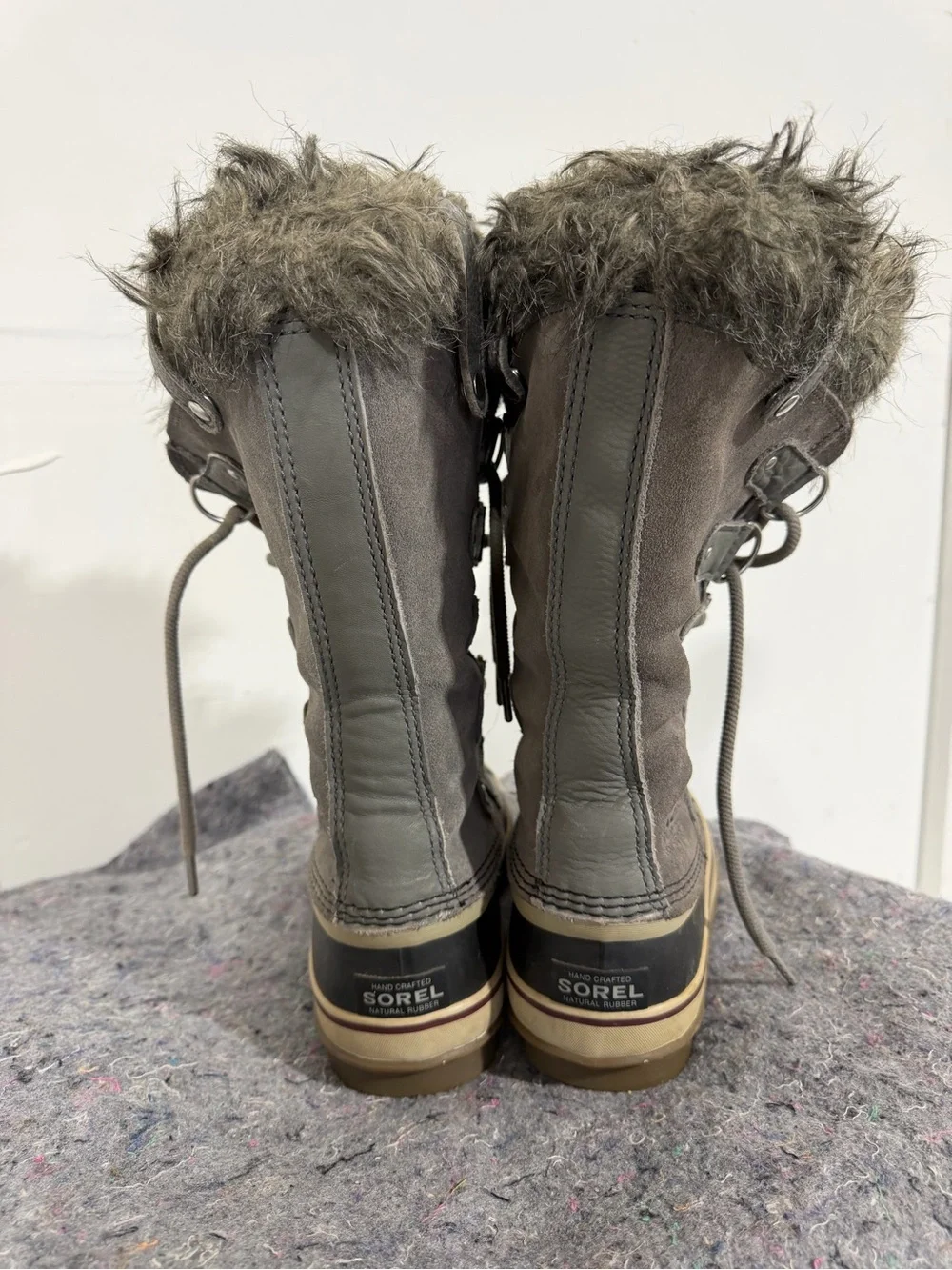 Sorel Waterproof Gray Faux Fur-Trim Winter Boots